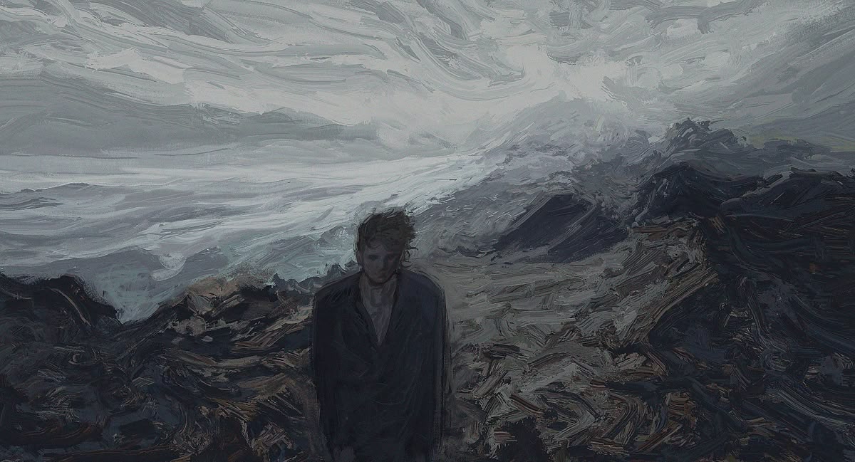 Abstract neon collage representing conflicting emotions