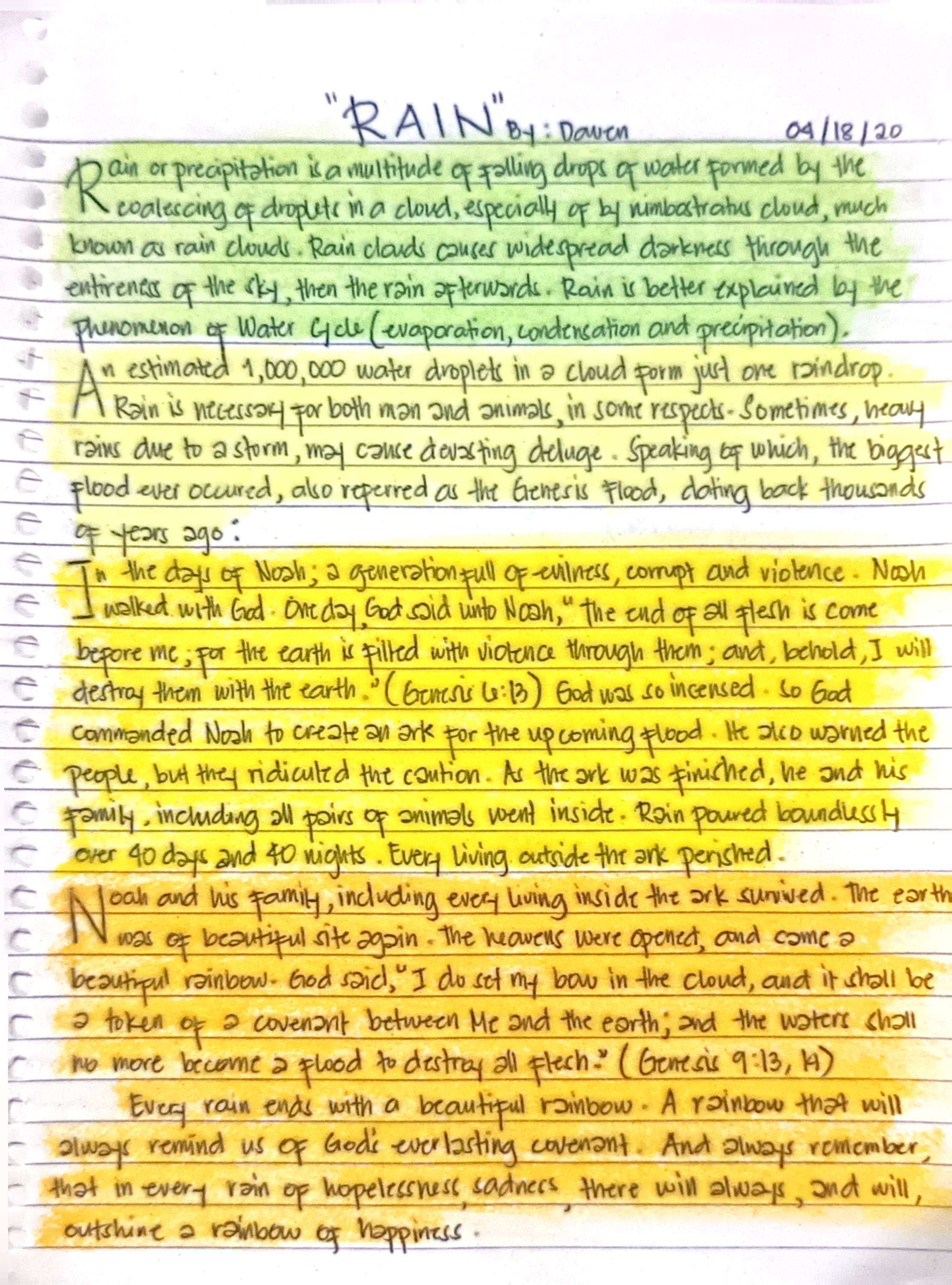 Original handwritten RAIN manuscript